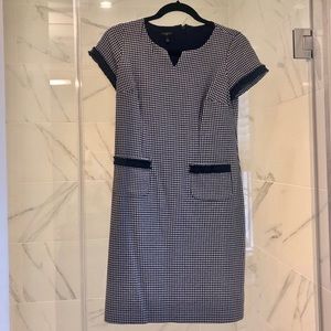 Talbots navy and white houndstooth sheath dress